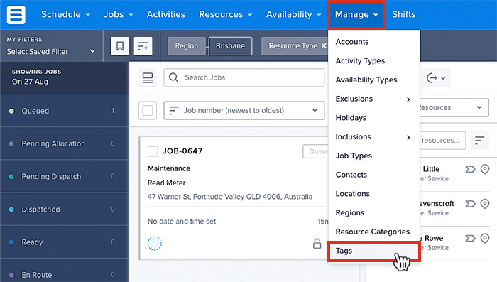 Accessing tags, from the data tables.