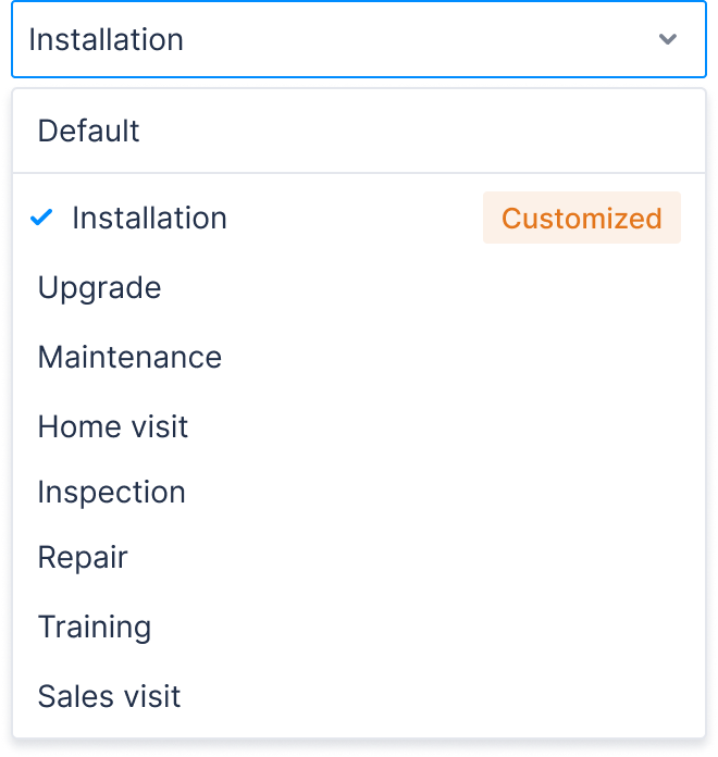 How a job type drop-down is labeled