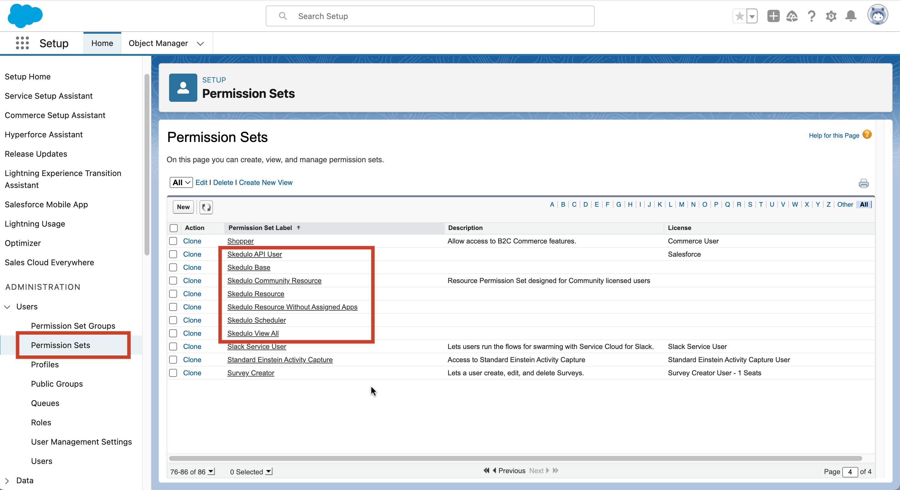 Select a Skedulo permission set