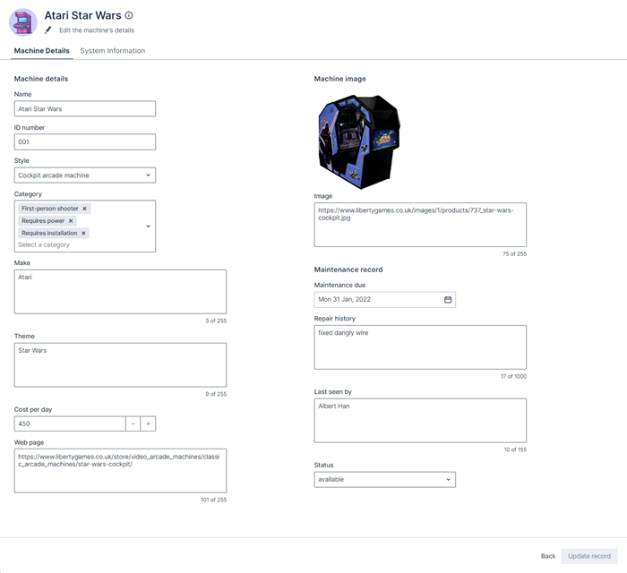 Edit page tabbed layout added