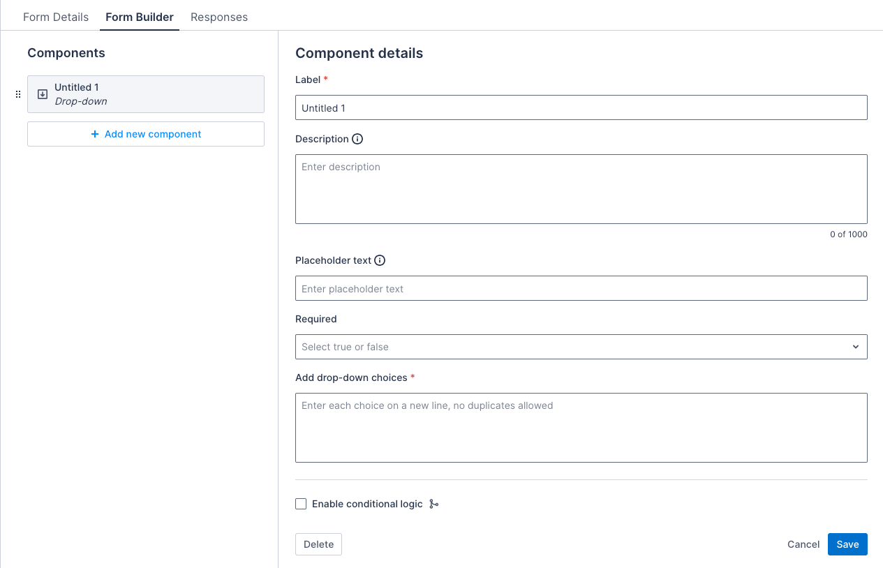 Drop down component