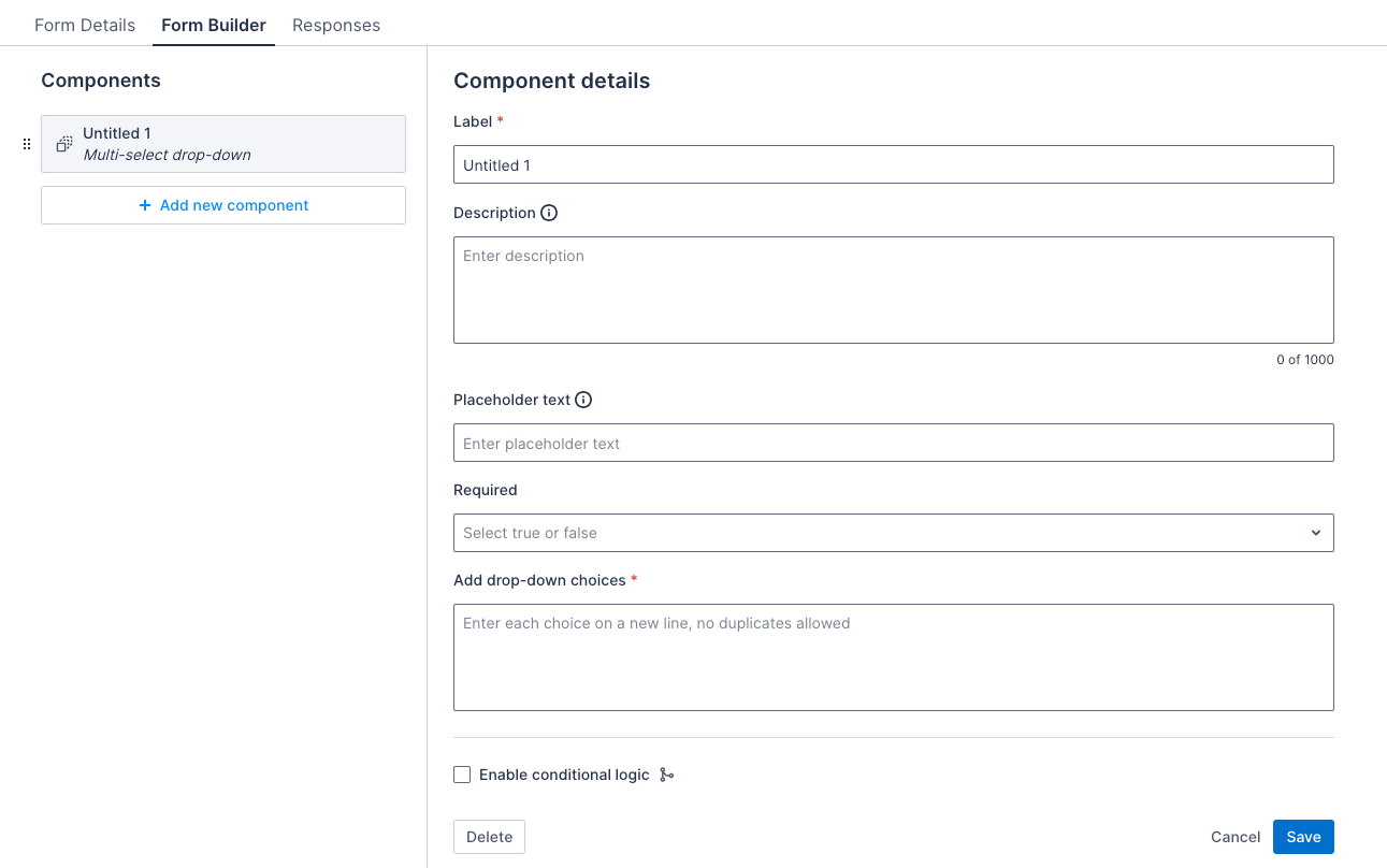 Multi-select drop-down component