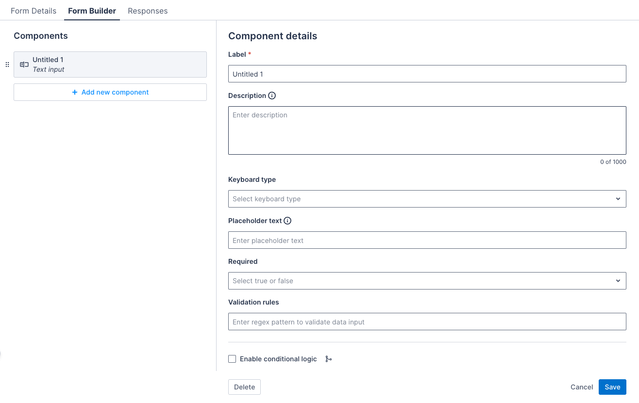 Text input component