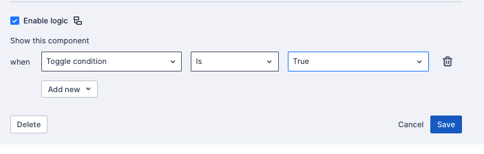 Set conditional display logic for the Product Drop down component