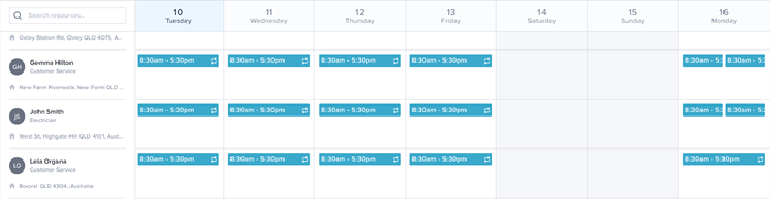 availability patterns on the availability calendar