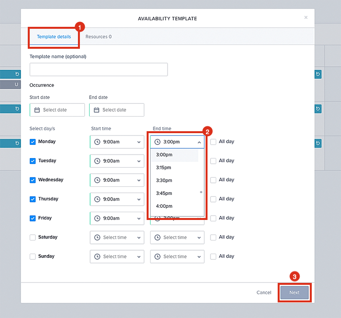 How to adjust the template details for a resource.