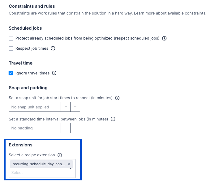 Select the recurring schedule day constraint extension