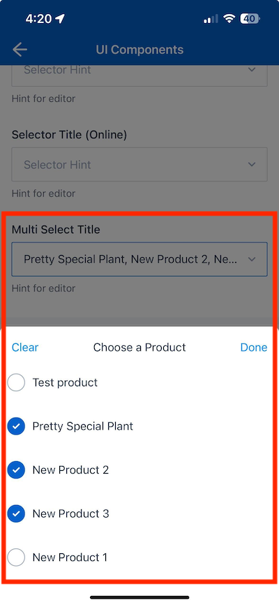 Multi-selector component