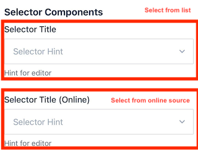 The selectEditor component used in a flat page component.