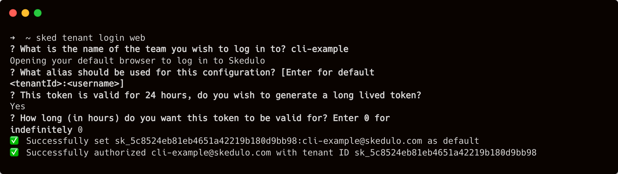 web login with the Skedulo CLI